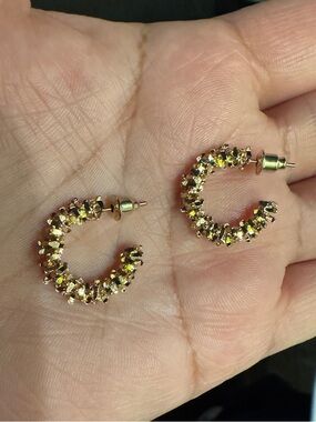 Gold-Tone sparkle Hoop Earrings - Women Jewelry